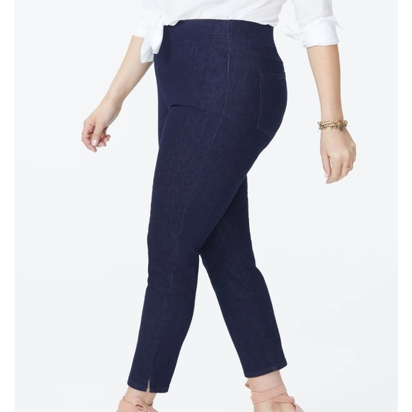 NYDJ Skinny Ankle Pull-On Jeans In Plus Size With Sideseam Slit - Rinse size 16 - Picture 3 of 3